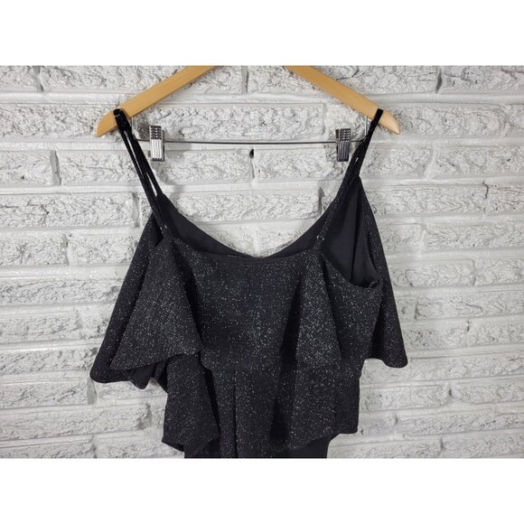 Forever 21 Women Bodysuit 3X Plus Knit Black Metallic Adjustable BLA11E - Picture 3 of 9